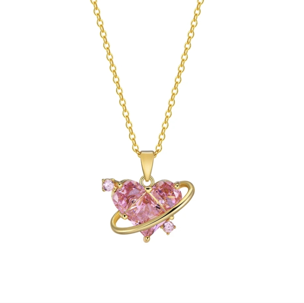 14k planet love necklace